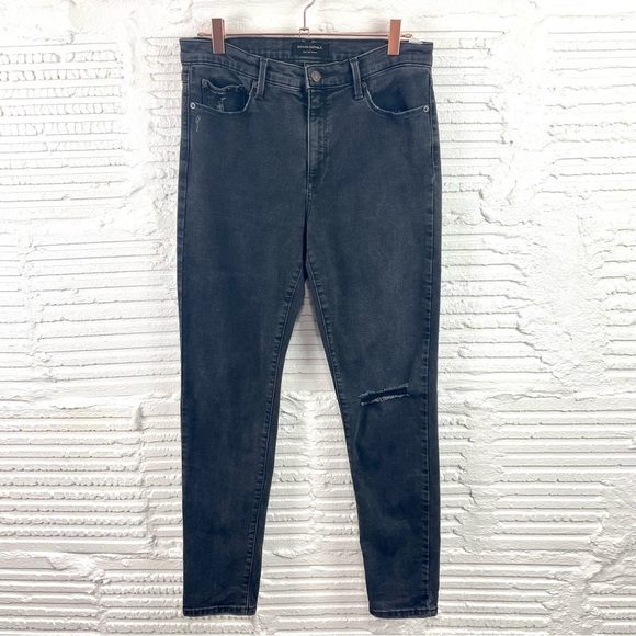 Banana Republic High Rise Skinny Jeans Black Wash Distressed Size 10 - Picture 1 of 14
